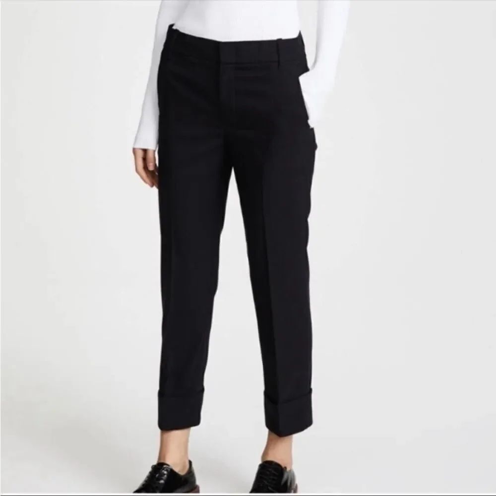 VINCE | Solid Black Cuffed Straight Leg Pants Trousers Women’s Size 0